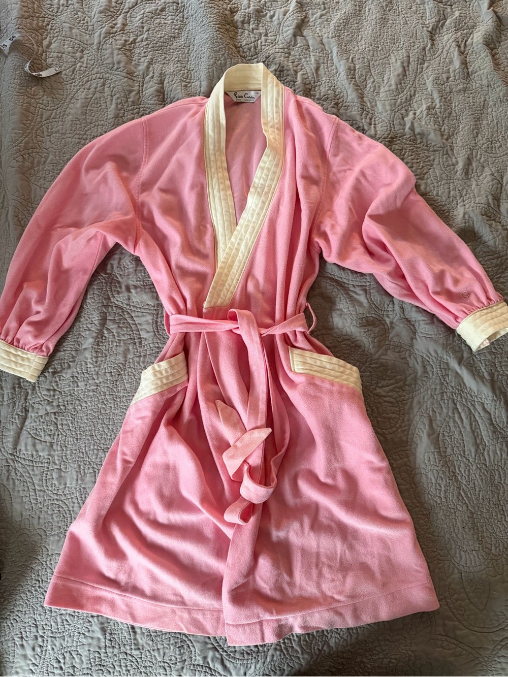 Vintage Pierre Cardin Pink Robe with Cream Trim - Women’s Intimates